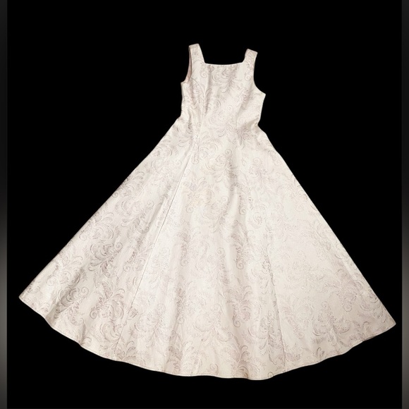 Jessica McClintock Pink Gold Jacquard Dress Formal Flower Girl Victorian Fancy 7 - Picture 4 of 7